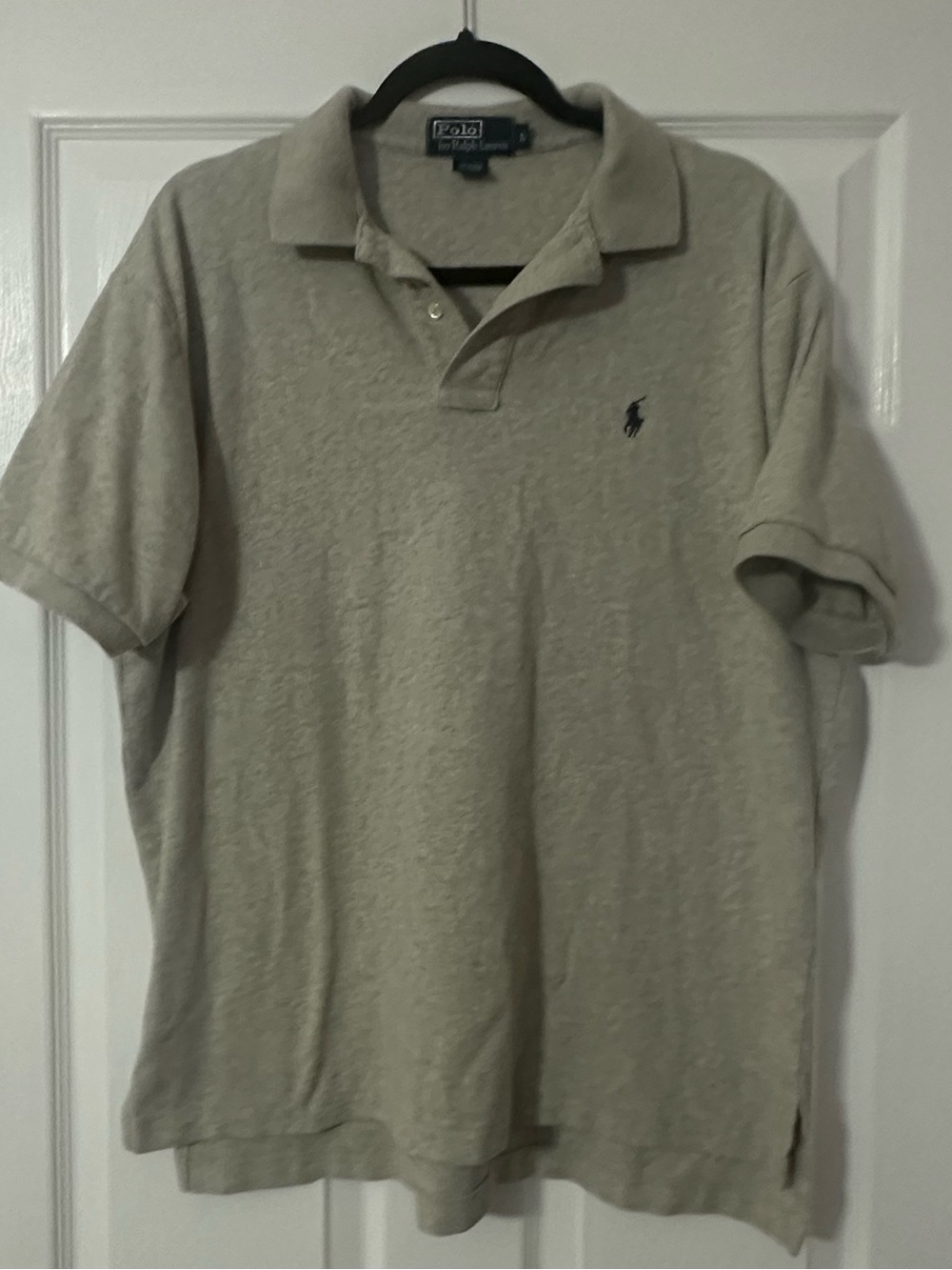 Polo by Ralph Lauren Men's Light Beige Polo with Navy Pony